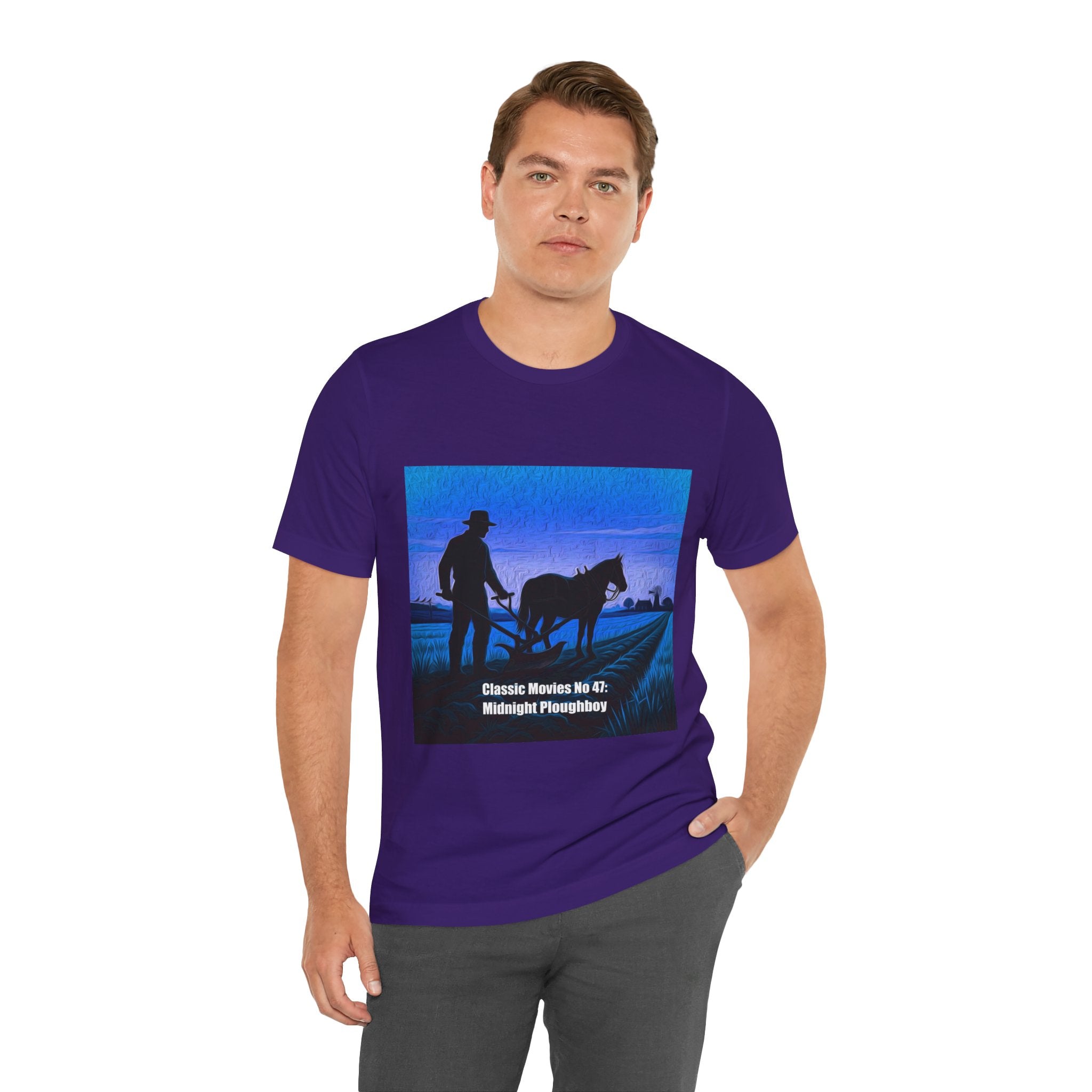 Classic Movies No 47 - Midnight Ploughboy Silhouette with Horse T-Shirt | Sunset Scene