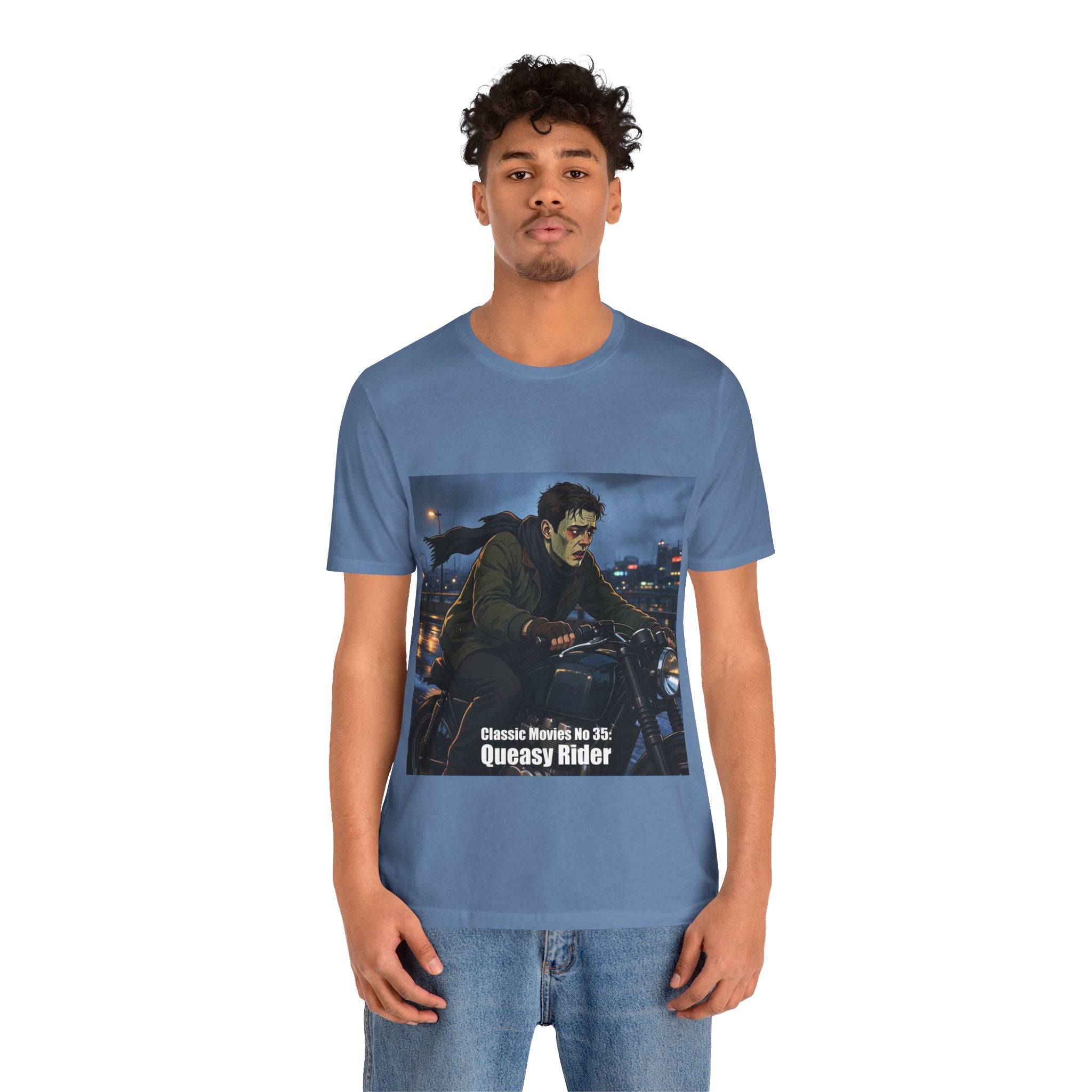 Classic Movies No 35 - Queasy Rider T-Shirt | Dark City Nightscape Graphic