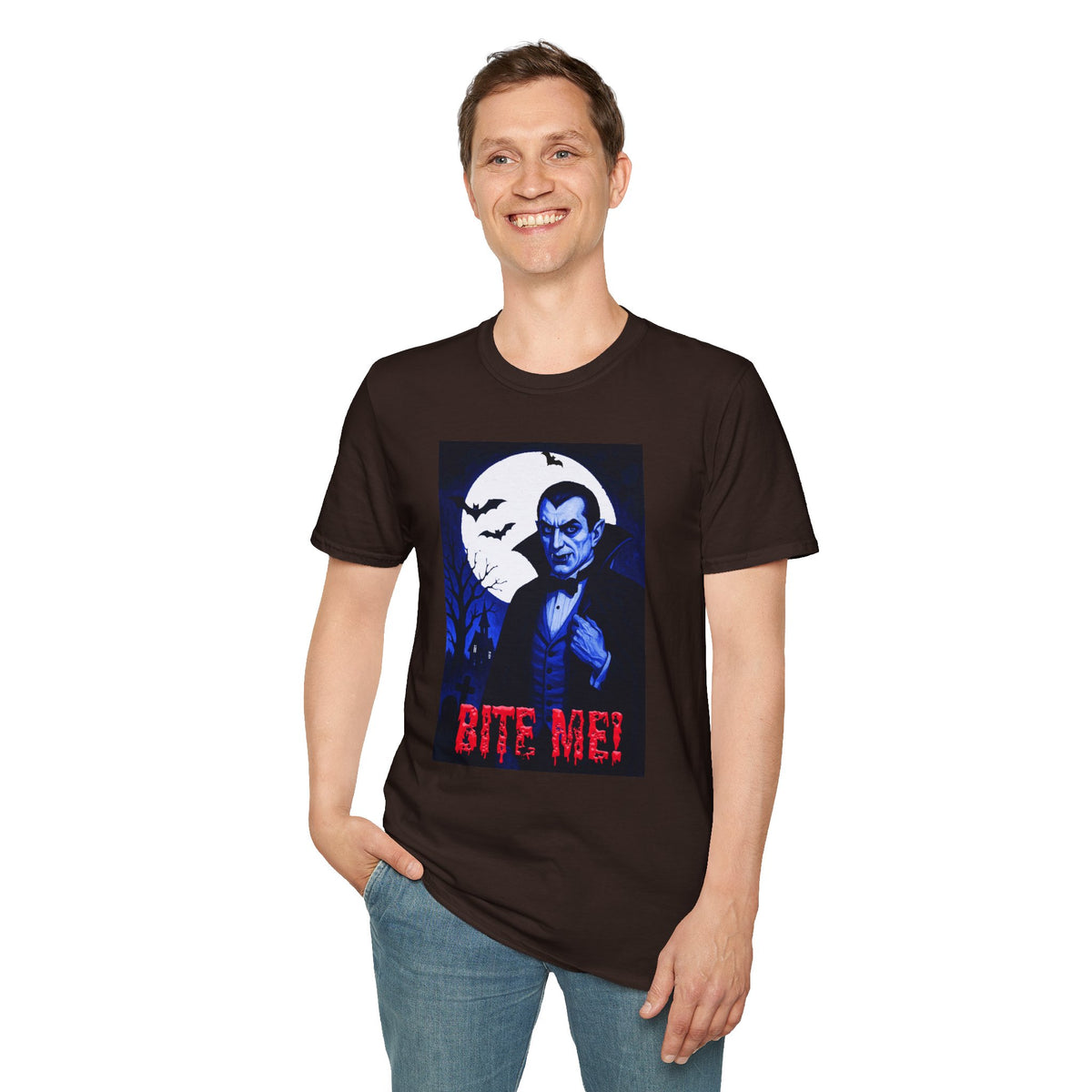 Vampire Graphic T-Shirt — 'Bite Me!' Moonlit Dracula Halloween Tee