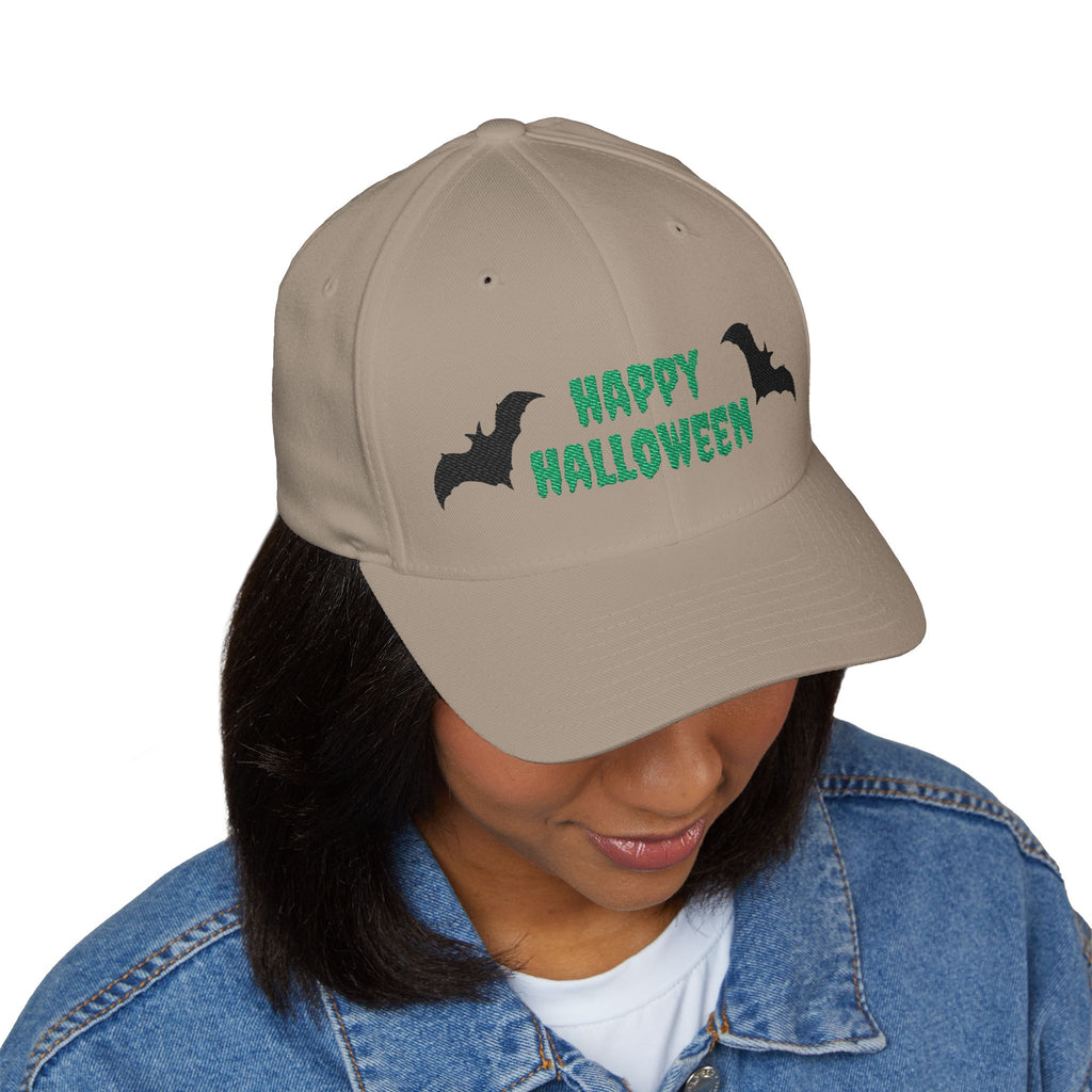 Happy Halloween Embroidered Cap with Bats