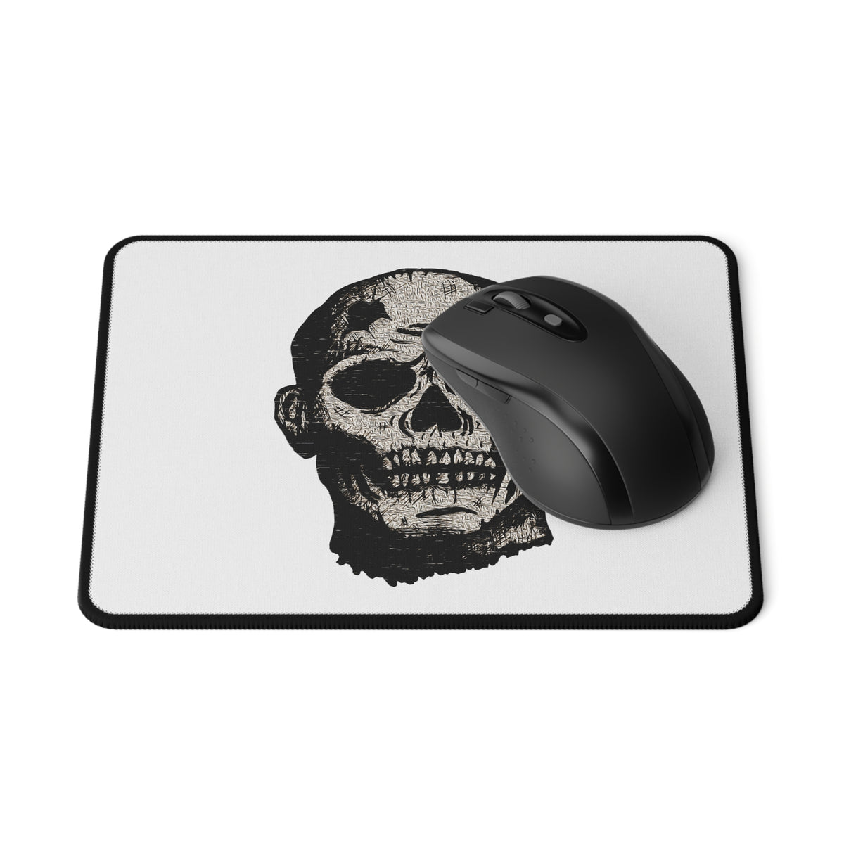 Skull Portrait Non‑Slip Gaming Mouse Pad — Retro Grunge Skull Design
