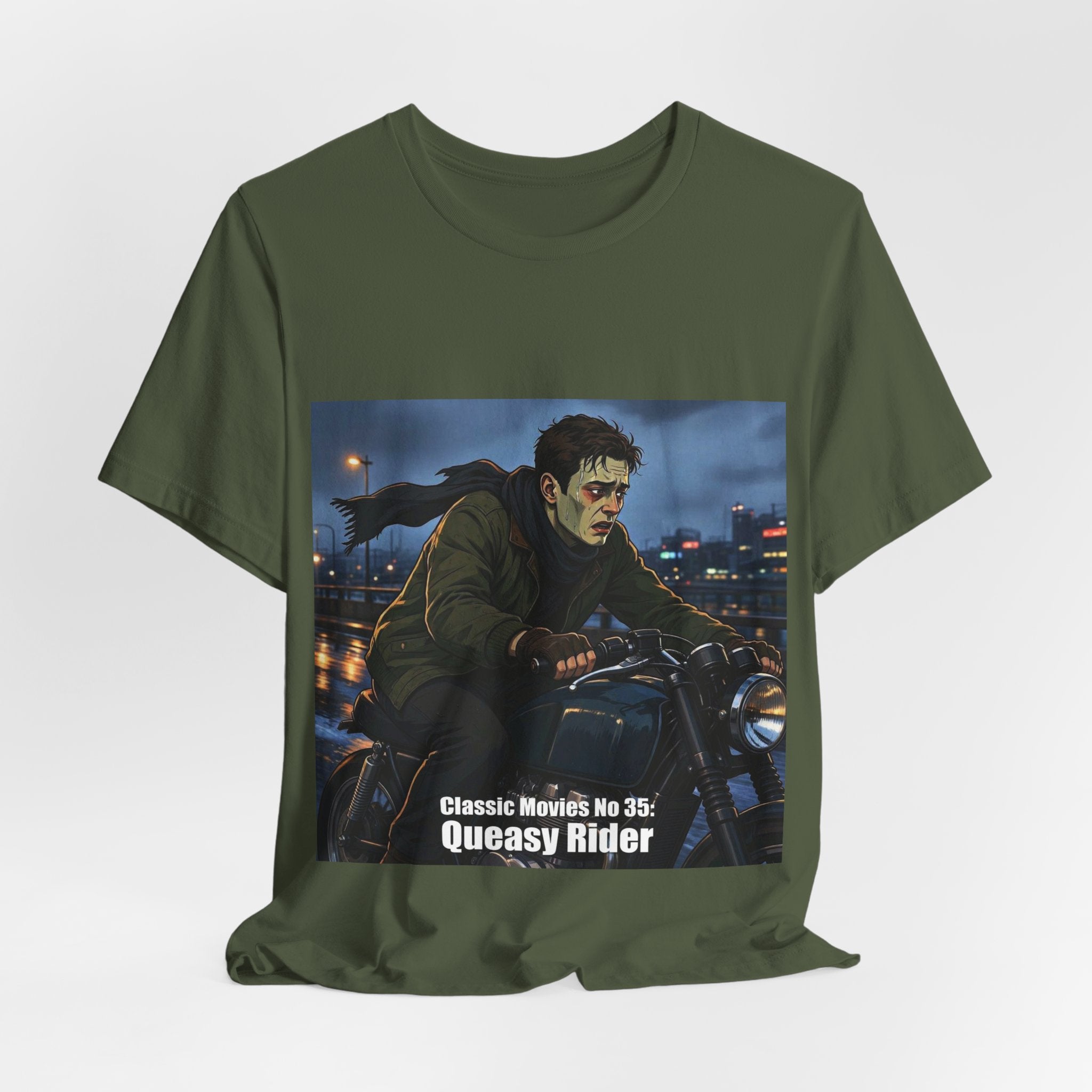 Classic Movies No 35 - Queasy Rider T-Shirt | Dark City Nightscape Graphic