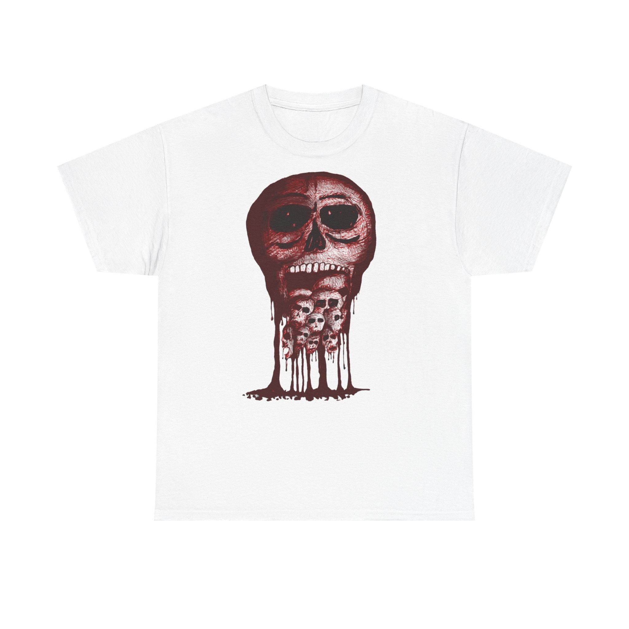 Mouth of Skulls Graphic Tee — Creepy Melting Skull Shirt for Goth & Halloween
