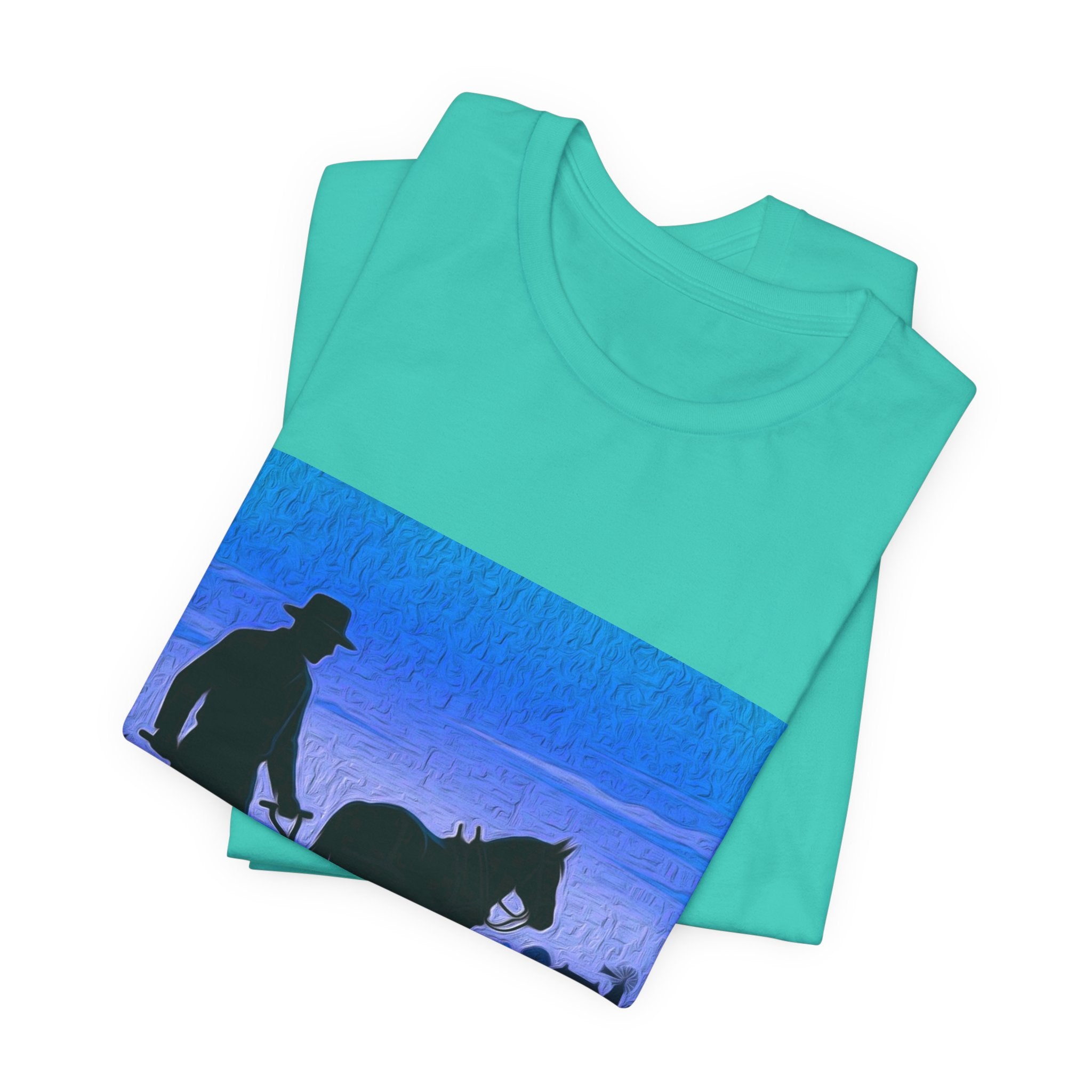 Classic Movies No 47 - Midnight Ploughboy Silhouette with Horse T-Shirt | Sunset Scene