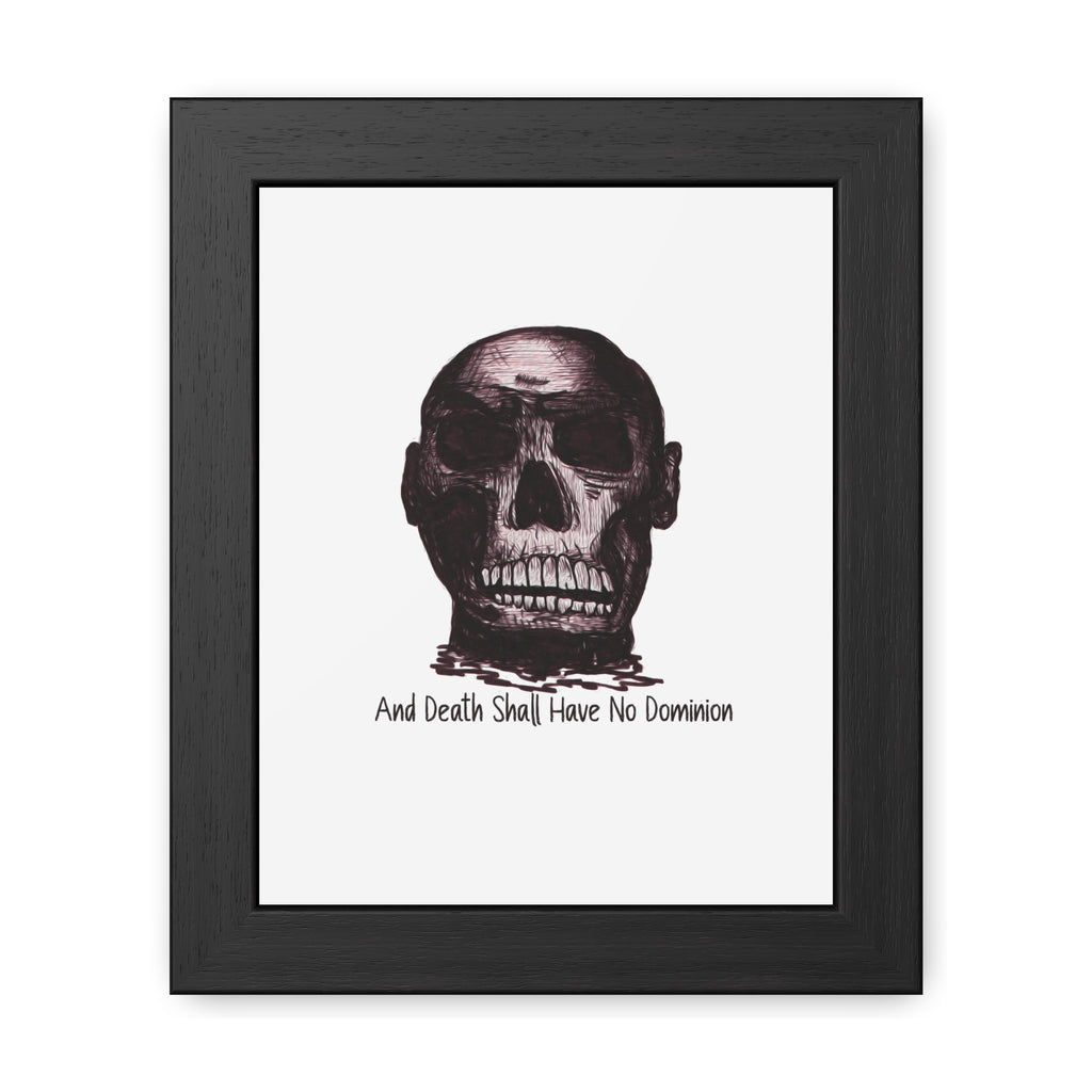 Framed Poster — Skull Illustration with "And Death Shall Have No Dominion" (Gothic Wall Art)