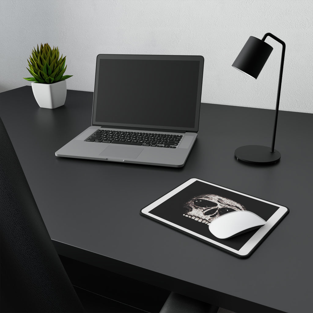 Minimalist Distressed Skull Graphic Gaming Mouse Pad — for Gamers & Halloween