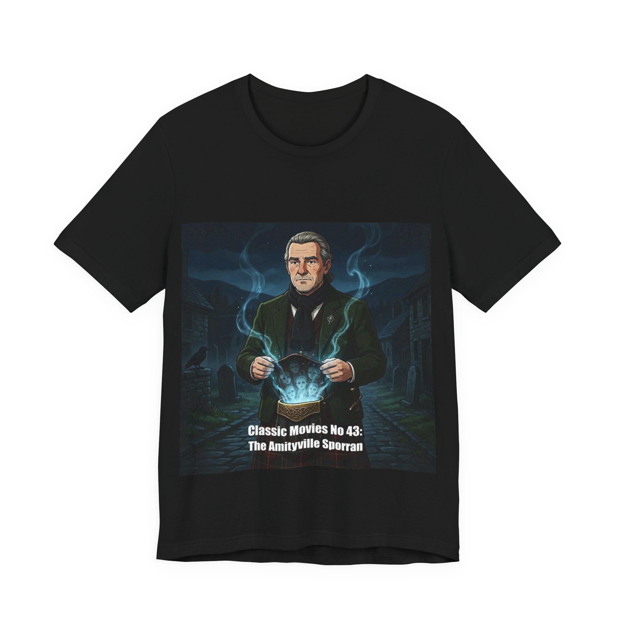 Classic Movies No 43 - The Amityville Sporran T-Shirt | Smoky Blue Illustration